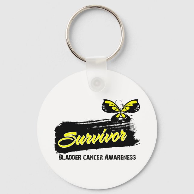 Porte-clés Tatouage Papillon Vessie Cancer Survivant (Recto)