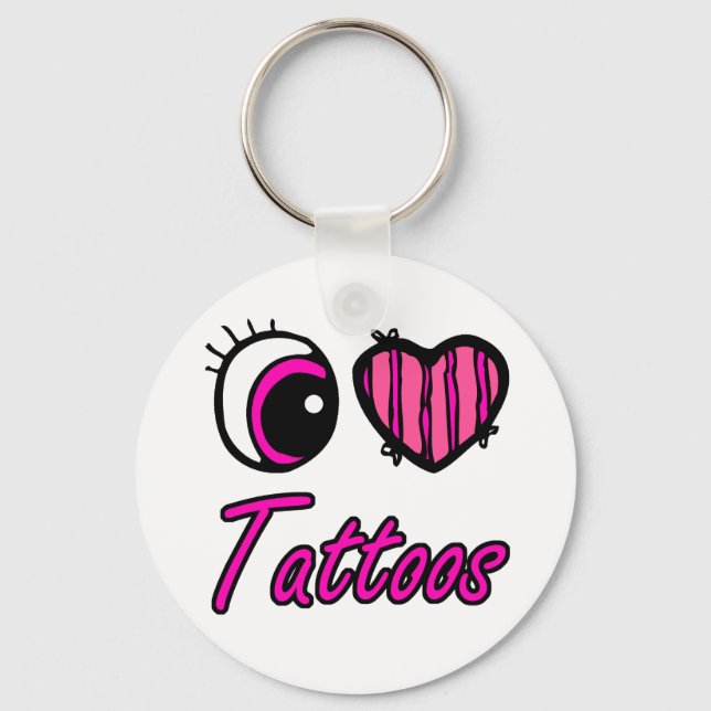 Porte-clés Tatouages cœur d'œil Emo Je t'aime (Recto)