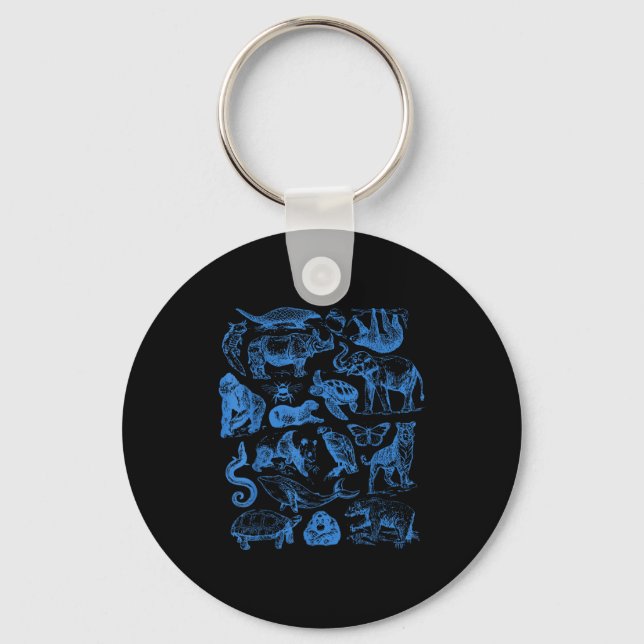 Porte-clés Tatouages Rétro Animaux Faune Conservation de la N (Recto)