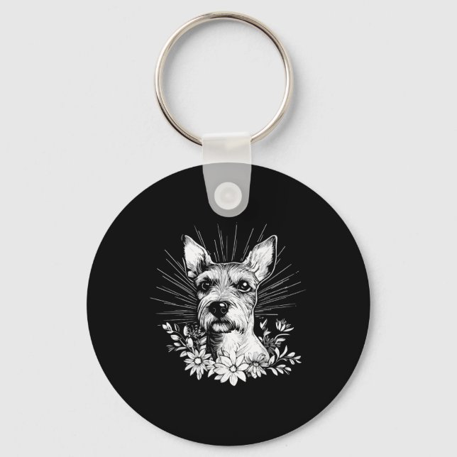 Porte-clés Tattoo Style Lover Fox Terrier Retro Chien (Recto)
