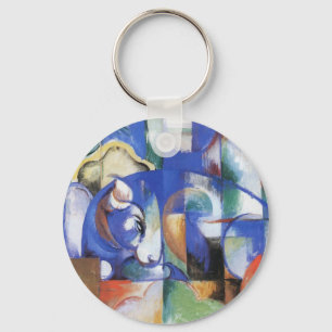 Porte-clés Taureau couché par Franz Marc, Art Cubisme Vintage