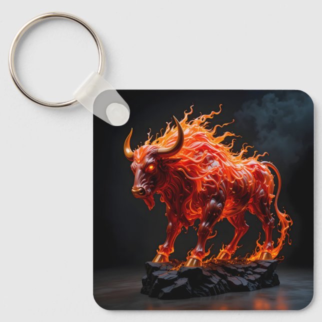 Porte-clés Taureau de feu mythique (Recto)