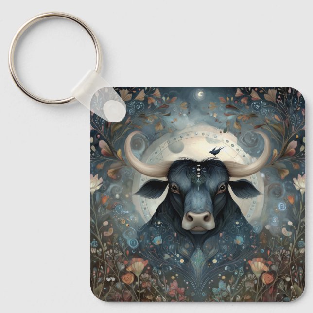 Porte-clés Taureau Zodiaque Astrologie Anniversaire Mystique (Recto)