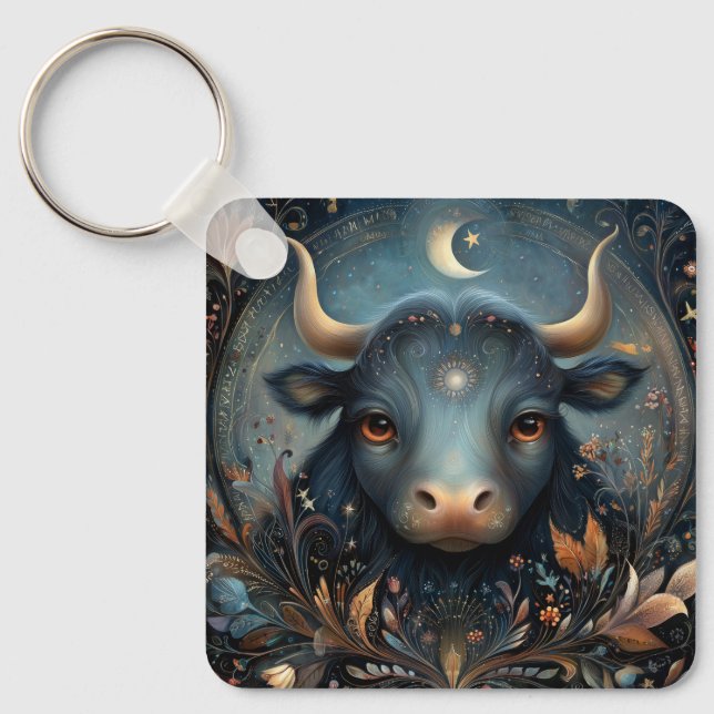 Porte-clés Taureau Zodiaque Astrologie Céleste Anniversaire (Recto)