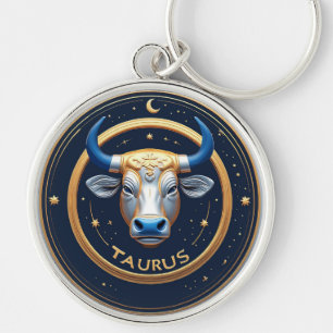 Porte-clés Taureau Zodiaque Emblème Taureau Avec Anneau D'Or