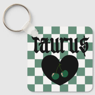 Porte-clés Taurus Gothique Esthétique À damiers Cerise Design
