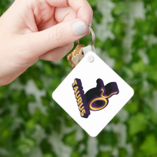 Porte-clés Taurus Zodiac Signe et conception de texte