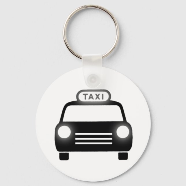 Porte-clés Taxi en noir et blanc (Recto)