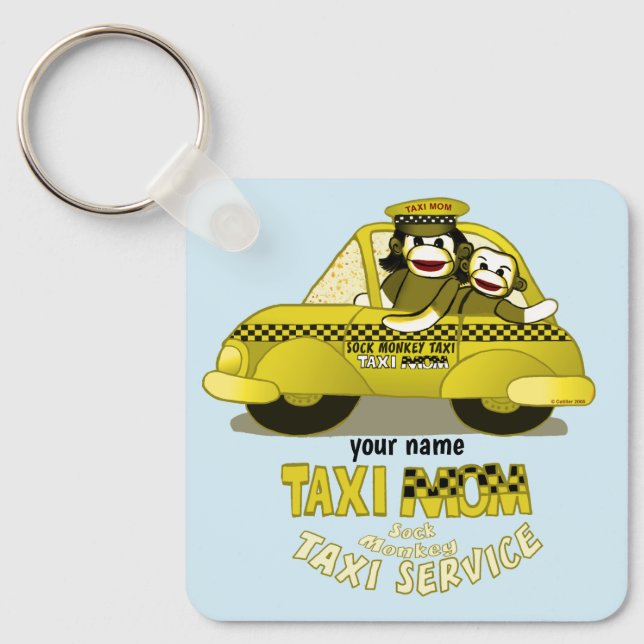 Porte-clés Taxi Maman Singe Chaussette  (Recto)