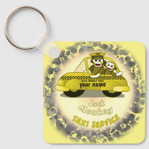Porte-clés Taxi Singe Chaussette nom personnalisé