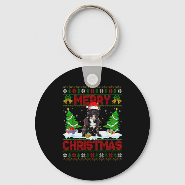 Porte-clés Tbull Dog Ugly Xmas Sweater Funny Pet Dog Lover Ch (Recto)
