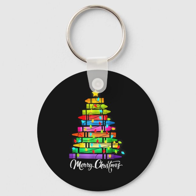 Porte-clés Teacher Crayon Merry Christmas Tree Lights School  (Recto)