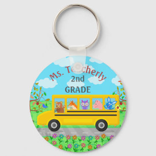 Porte-clés Teacher Thank You Custom Name   Cute Bus Animals
