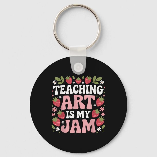 Porte-clés Teaching Art Is My Jam Retro Funny Art Teacher Str (Recto)