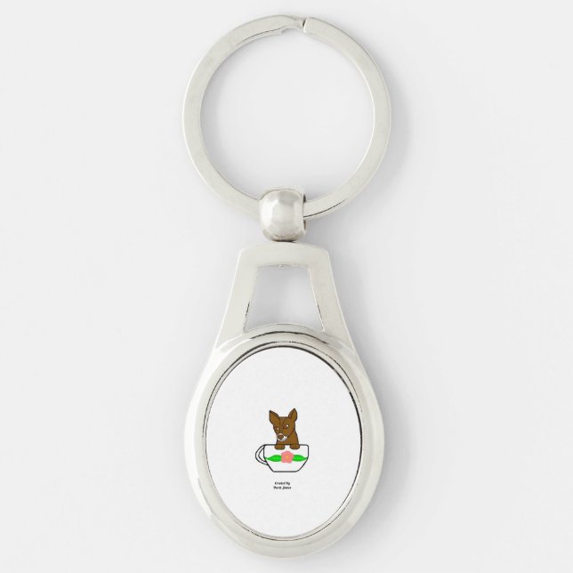 Porte-clés Teacup Chihuahua Porte - clé ovale (Devant)