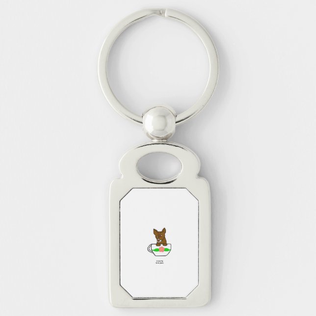 Porte-clés Teacup Chihuahua Porte - clé rectangle (Devant)