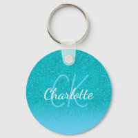 Teal blue glitter aqua green monogram initials