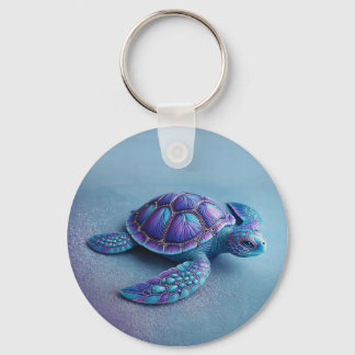 Porte-clés Teal Blue Purple Turtle Colorful Sea Turtle