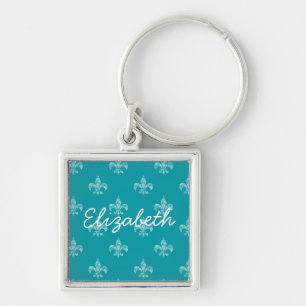 Porte-clés Teal Fleur de Lis
