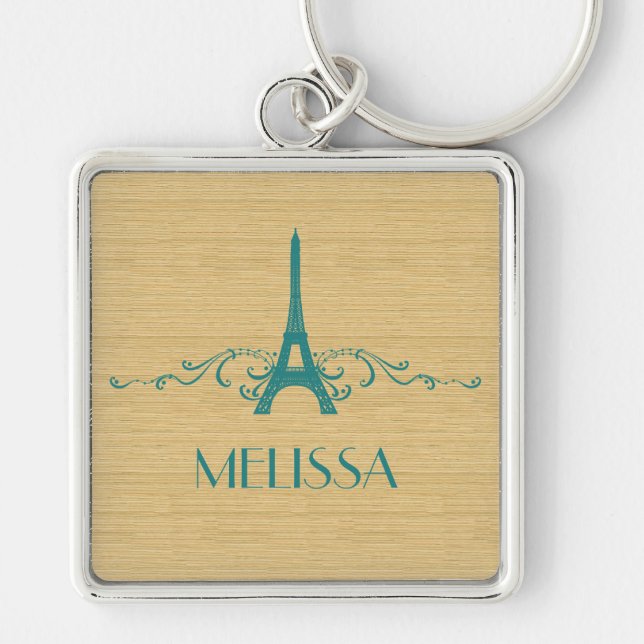 Porte-clés Teal French Flourish Premium Keychain (Devant)