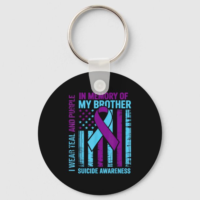 Porte-clés Teal Purple Ribbon Suicide Awareness Flag Brother  (Recto)