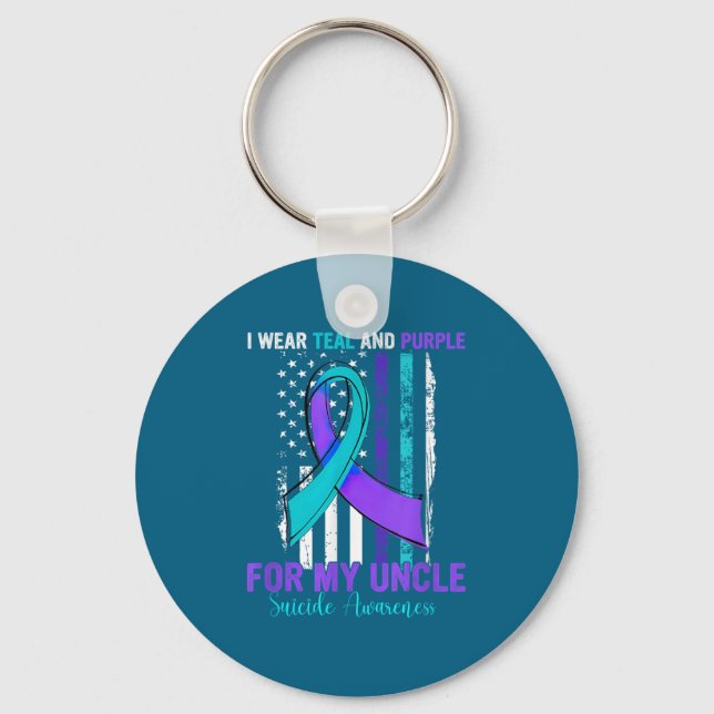 Porte-clés Teal Purple Ribbon Suicide Awareness Flag Uncle  (Recto)