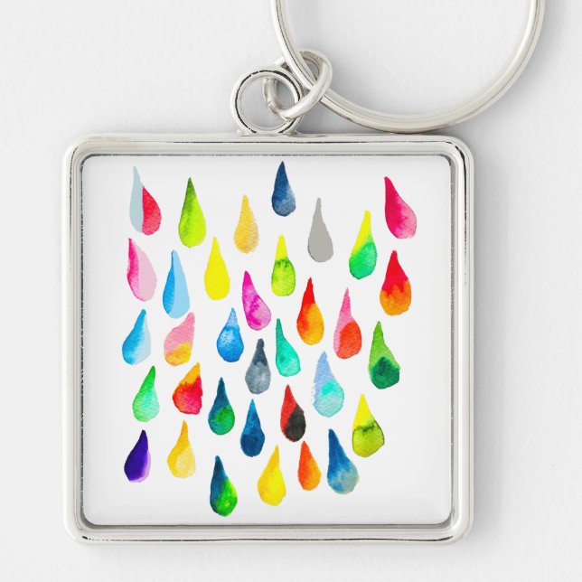 Porte-clés Teardrops watercolor colorful whimsical (Devant)