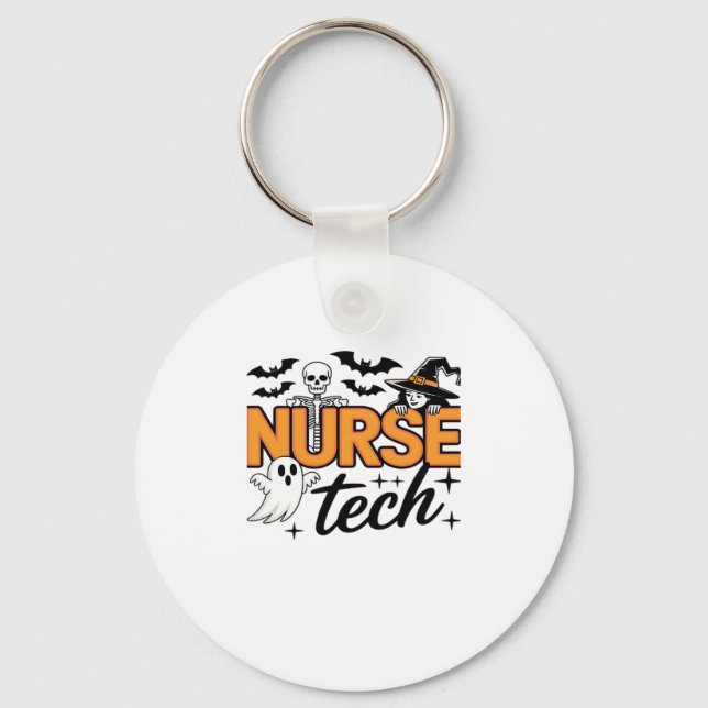 Porte-clés Tech infirmière - Halloween - avec squelette, sorc (Recto)