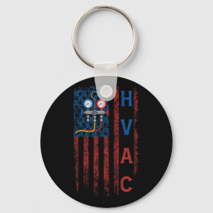 Porte-clés Technicien HVAC American Flag USA Vintage