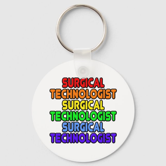 Porte-clés Technologue en chirurgie arc-en-ciel (Recto)