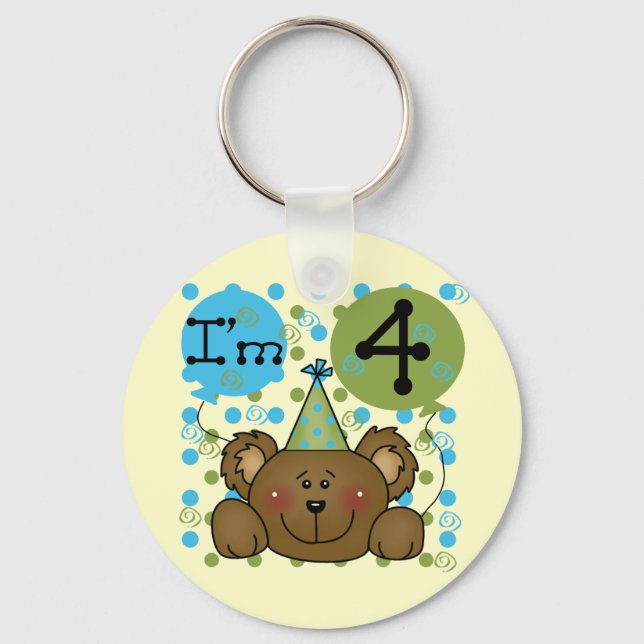 Porte-clés Teddy Bear 4th Birthday T-shirts et cadeaux (Recto)