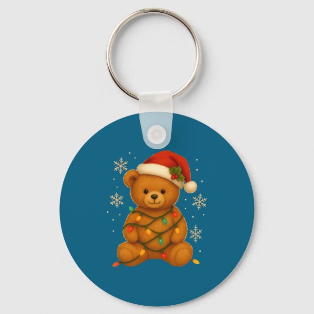 Porte-clés Teddy Bear Christmas Tree Lights Santa Hat For Bea (Recto)