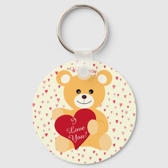 Porte-clés Teddy Bear "Je T'Aime !" Porte - clés de la Saint  (Recto)