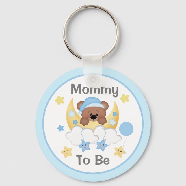Porte-clés Teddy Bear Lune Stars Baby Boy Shoy Maman To Be (Recto)