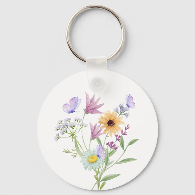 Porte-clés Tee Floral Élégance – Fleurs pastel douces  (Recto)