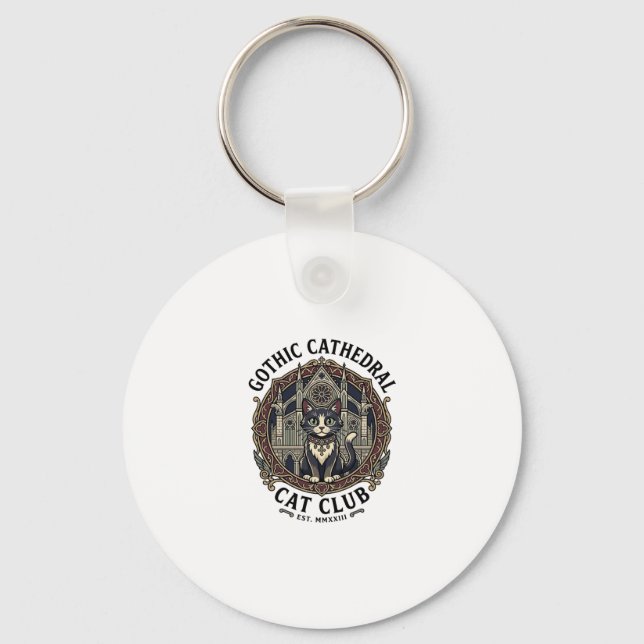 Porte-clés Tee shirt graphique de chat de cathédrale gothique (Recto)
