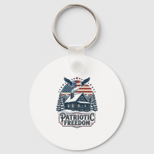 Porte-clés Tee-shirt graphique vectoriel Cabine d'hiver patri (Recto)