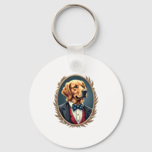 Porte-clés Tee vintage portrait de Golden Retriever patriotiq