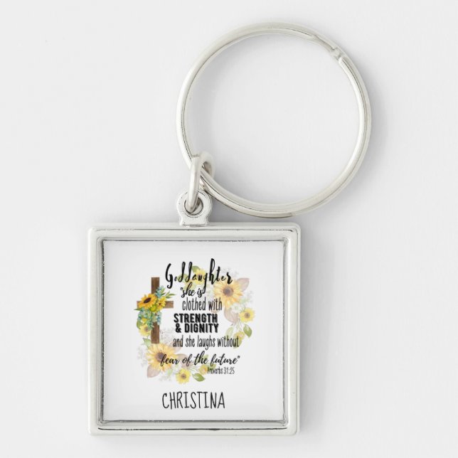 Porte-clés Teen Goddaughter Gift - Personalized Proverb Quote (Devant)