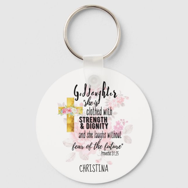 Porte-clés Teenage Goddaughter Gift Personalized Proverb (Recto)