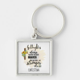 Porte-clés Teenage GODDAUGHTER Motivational Quote Sunflowers