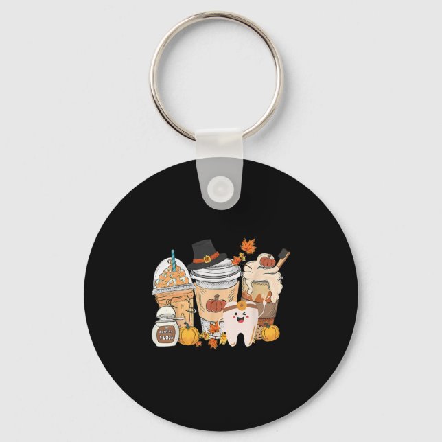 Porte-clés Teeth Coffee Fall Dental Pumpkin Latte Dentist Tha (Recto)
