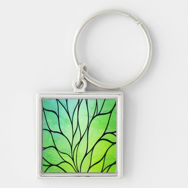 Porte-clés Teintes créatives vert clair motif de feuilles  (Devant)