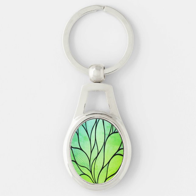 Porte-clés Teintes vertes vives motif créatif de feuilles  (Devant)