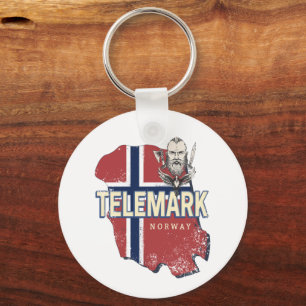 Porte-clés Telemark Norvège Province Carte Souvenir Vintage
