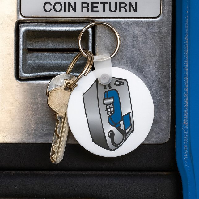 Porte-clés Téléphone public rétro bleu et argent (Créateur téléchargé)