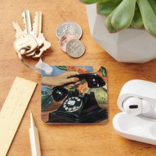 Porte-clés Téléphone rétro avec cadran Rotary, affaires Vinta