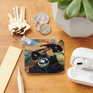Porte-clés Téléphone rétro avec cadran Rotary, affaires Vinta