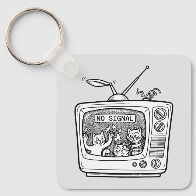 Porte-clés Télévision Rétro Chats Sans Signal (Recto)