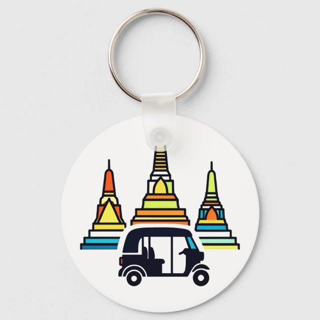 Porte-clés Temples thaïlandais et tuk tuks (Recto)
